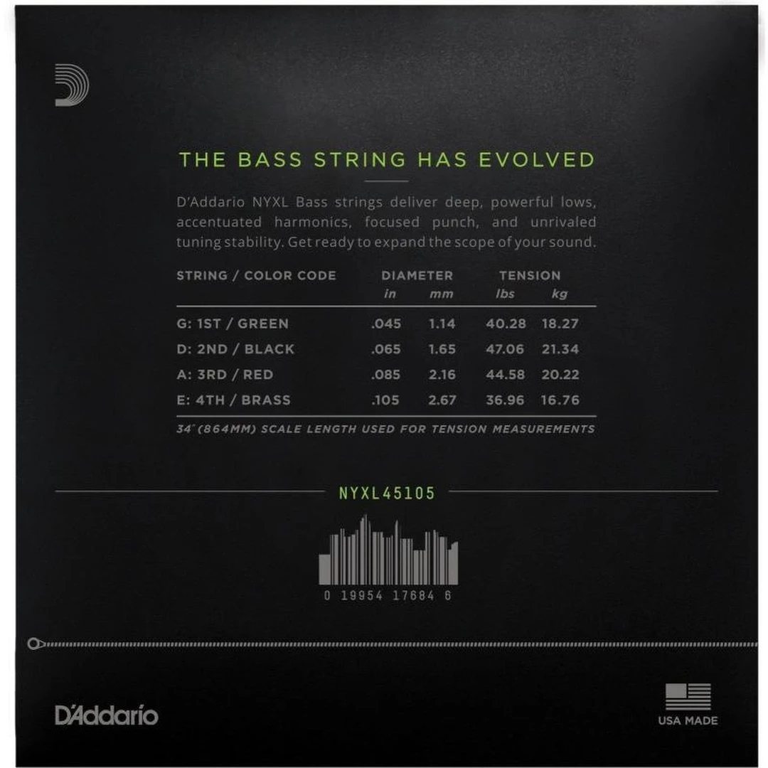 Струны для бас-гитары D’Addario NYXL45105 45-105