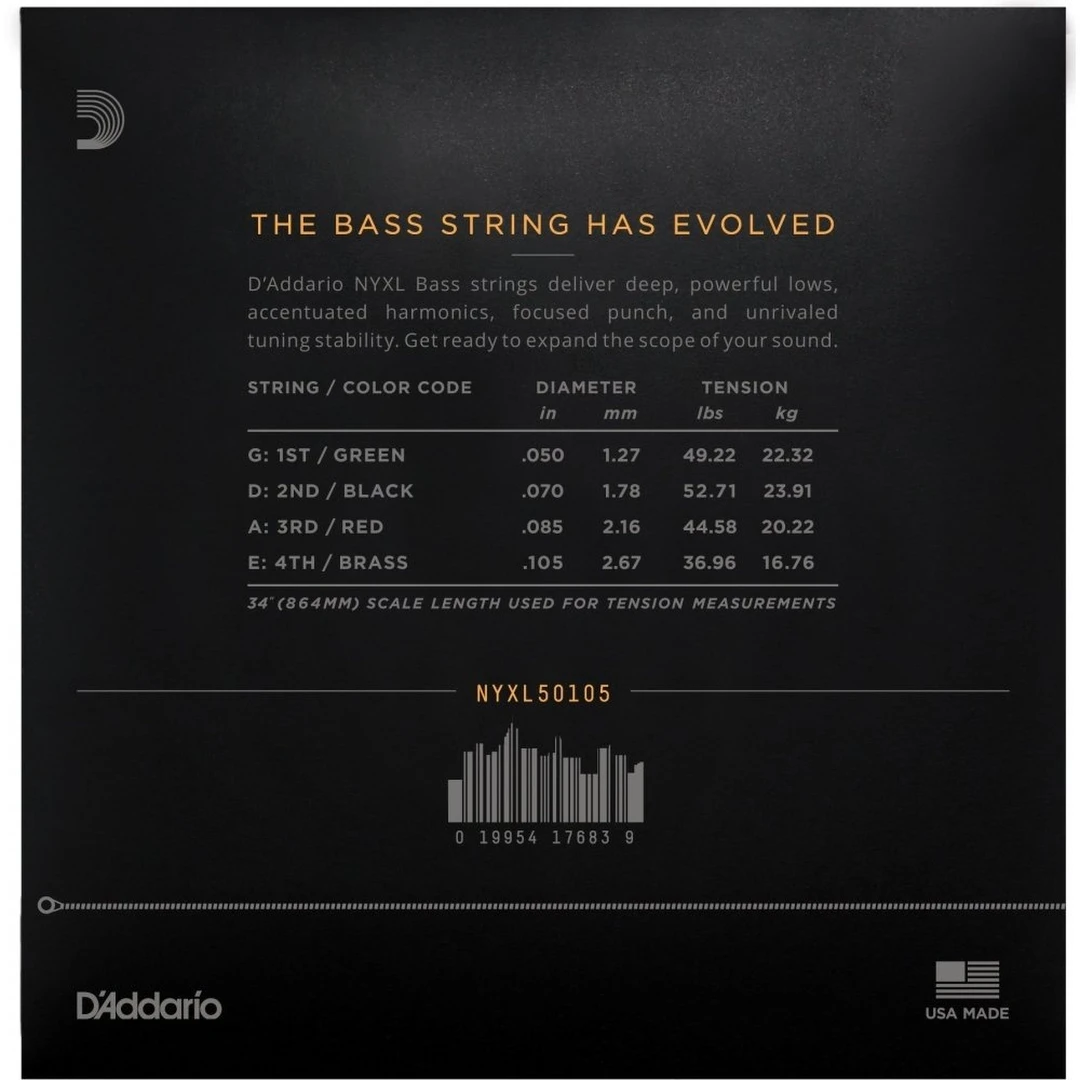 Струны для бас-гитары D’Addario NYXL50105 50-105