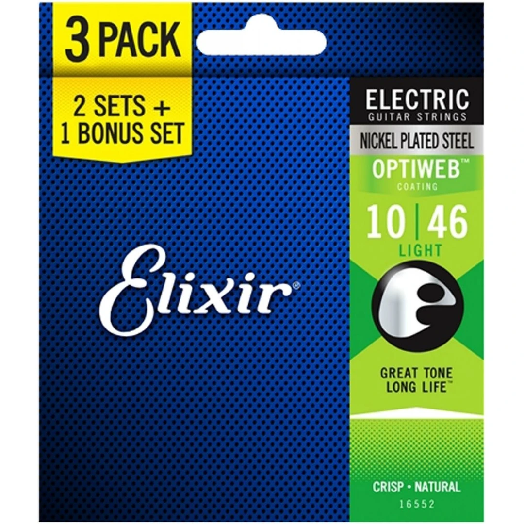 Струны для электрогитары Elixir 16552 Optiweb 10-46 Light Bonus Set