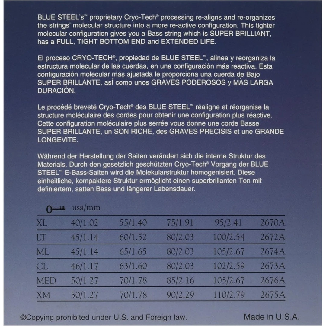 Струны для бас-гитары Dean Markley 2676A Blue Steel NPS 50-105
