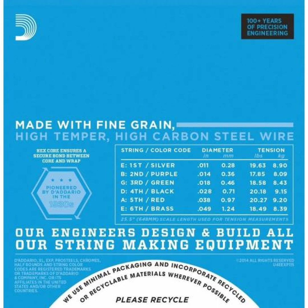 Струны для электрогитары D'Addario EXP115 11-49