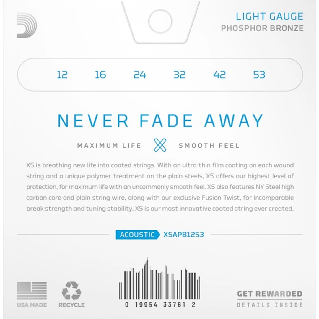 Струны для акустической гитары D'Addario XSAPB1253 12-53