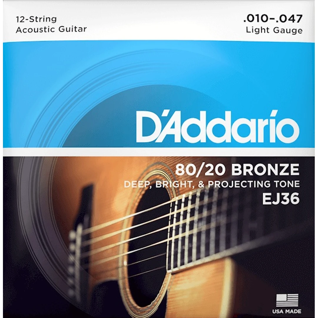 Струны для 12-ти струнной акустической гитары D'Addario EJ36 Light 10-47