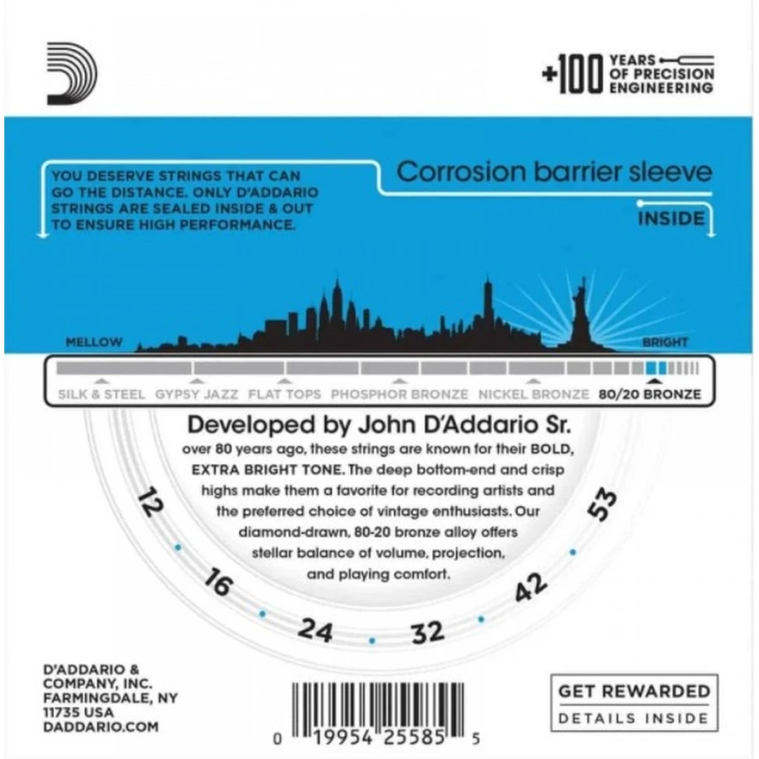 Струны для акустической гитары D'Addario EJ11-3D 12-53