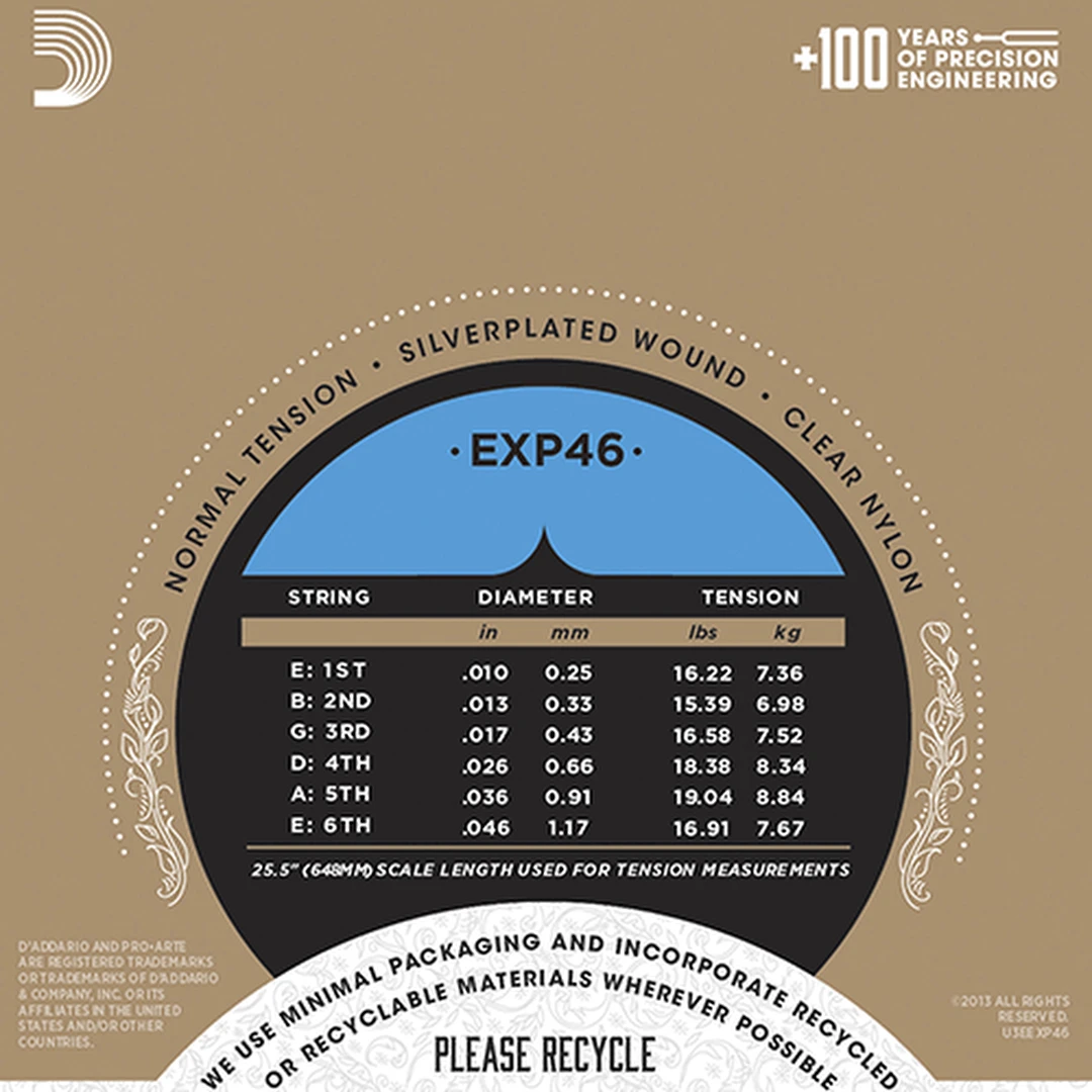 Струны для классической гитары D’Addario EXP46 Hard Tension