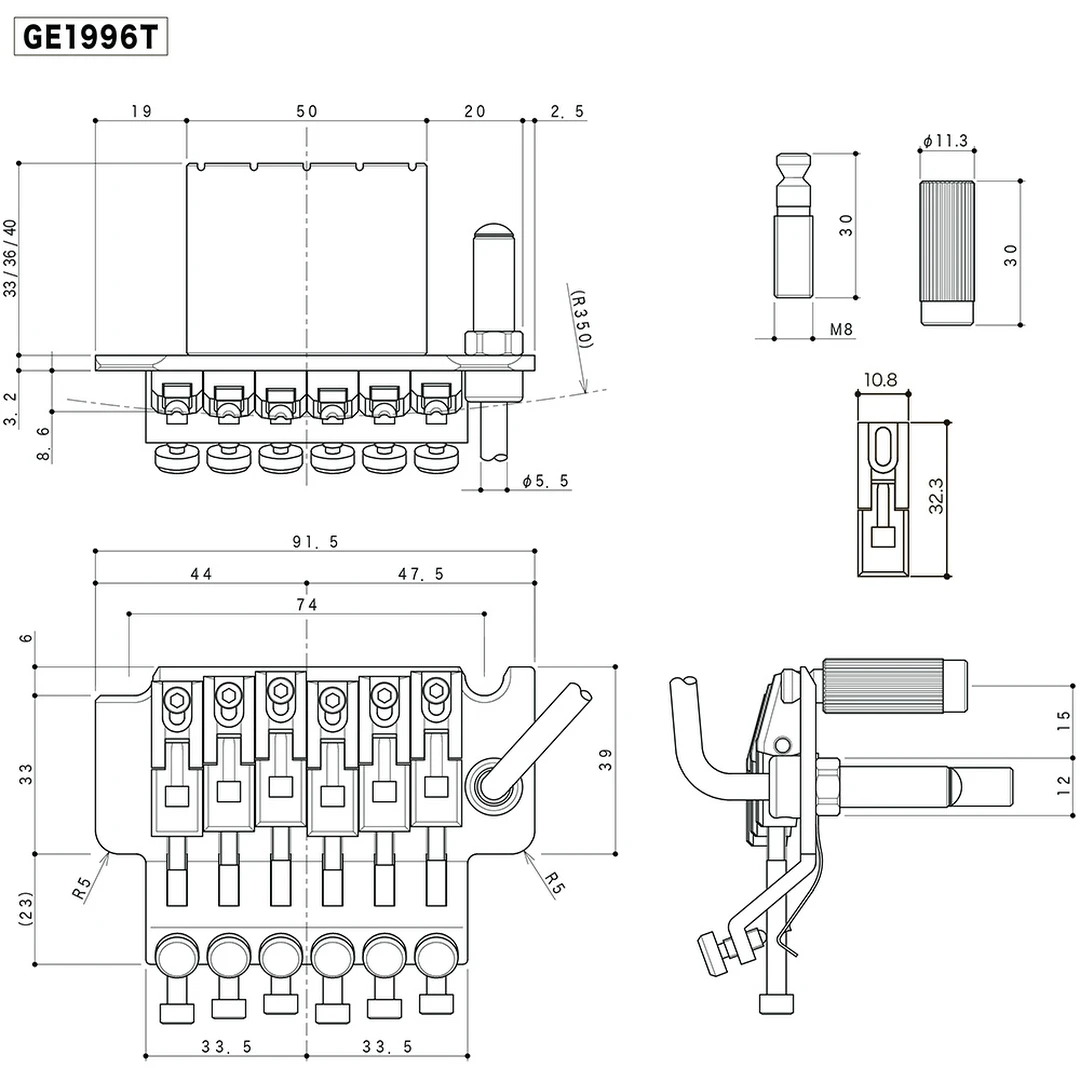 Бридж тремоло Gotoh GE1996T-B