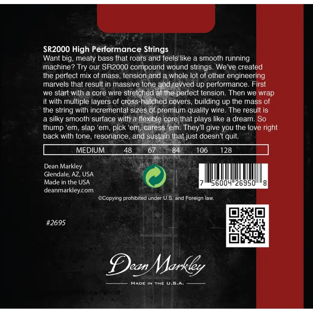 Струны для бас-гитары Dean Markley 2695 SR2000 48-128 5-Strings