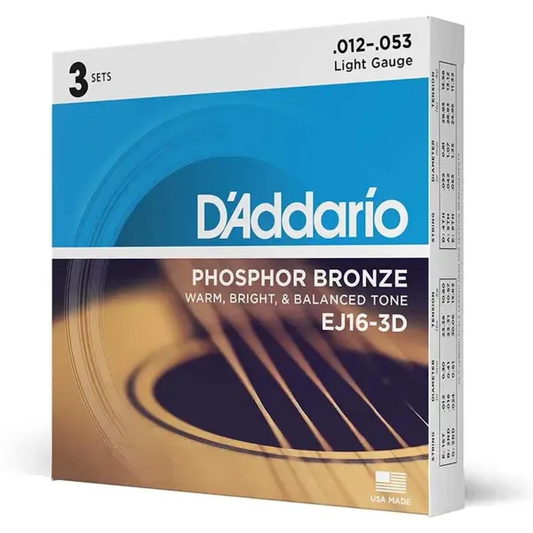 Струны для акустической гитары D’Addario EJ16-3D 12-53