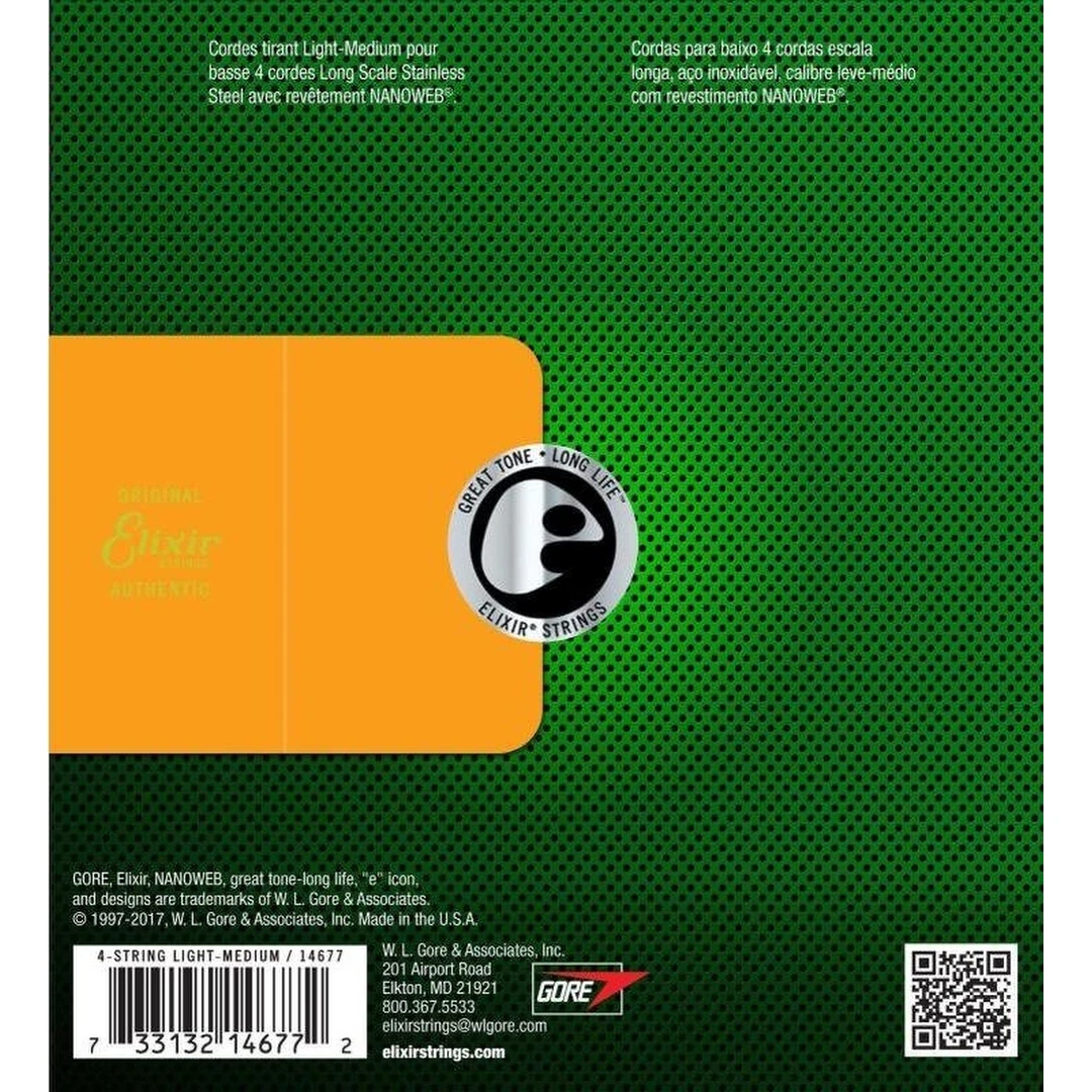 Струны для бас-гитары Elixir 14677 45-105 Stainless Steel