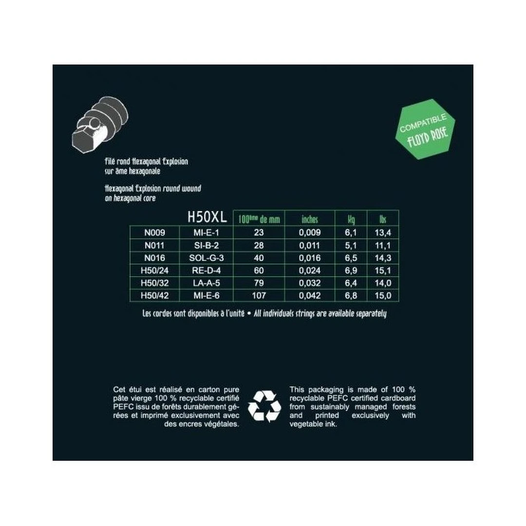 Струны для электрогитары Savarez H50XL Hexagonal Explosion 9-42