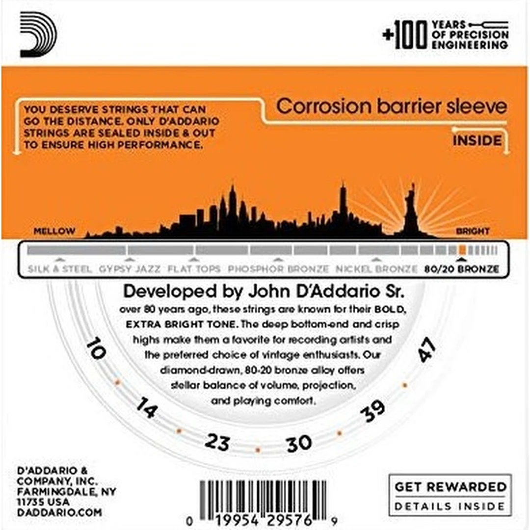 Струны для акустической гитары D'Addario EJ10-3D 10-47