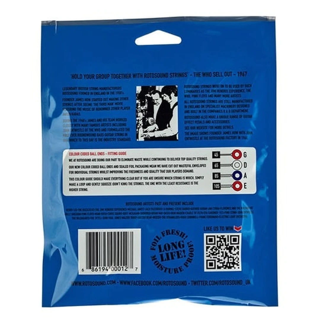 Струны для бас-гитары Rotosound RS66LDN Bass Strings Nickel 45-105