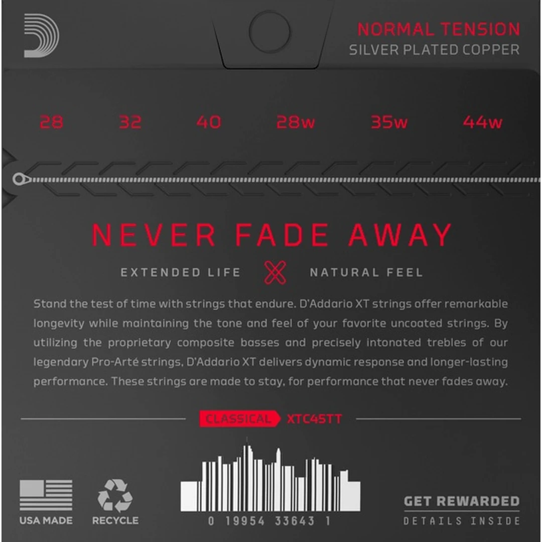 Струны для классической гитары D'Addario XTC45TT