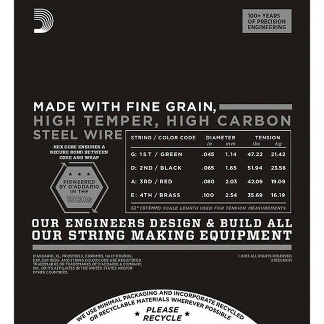 Струны для бас-гитары D’Addario ECB81M Chromes 45-100