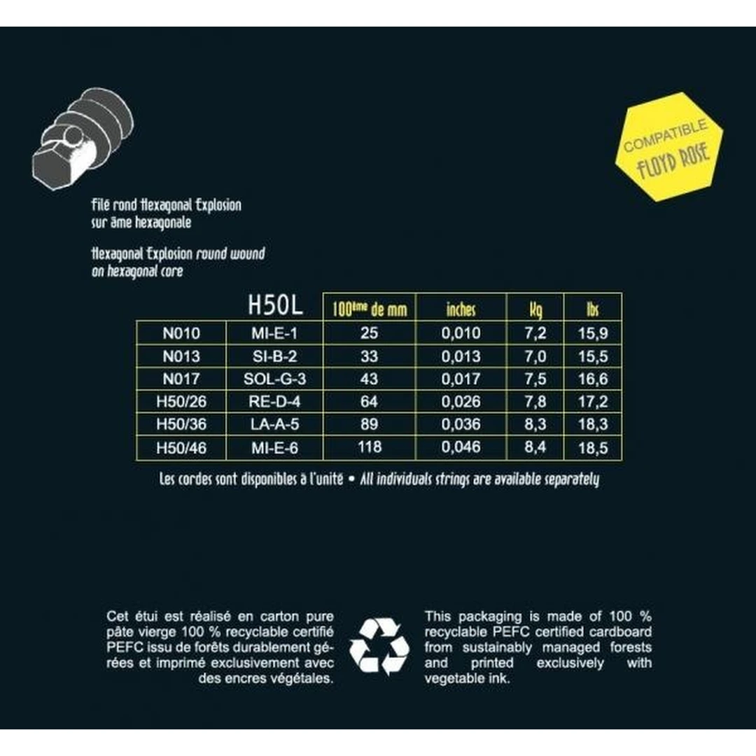 Струны для электрогитары Savarez H50L Hexagonal Explosion 10-46