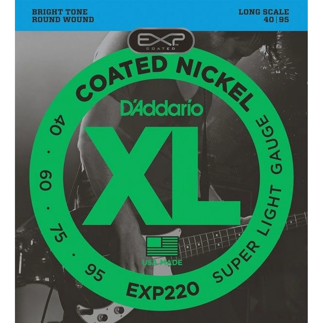 Струны для бас-гитары D'Addario EXP220 Coated Nickel 40-95