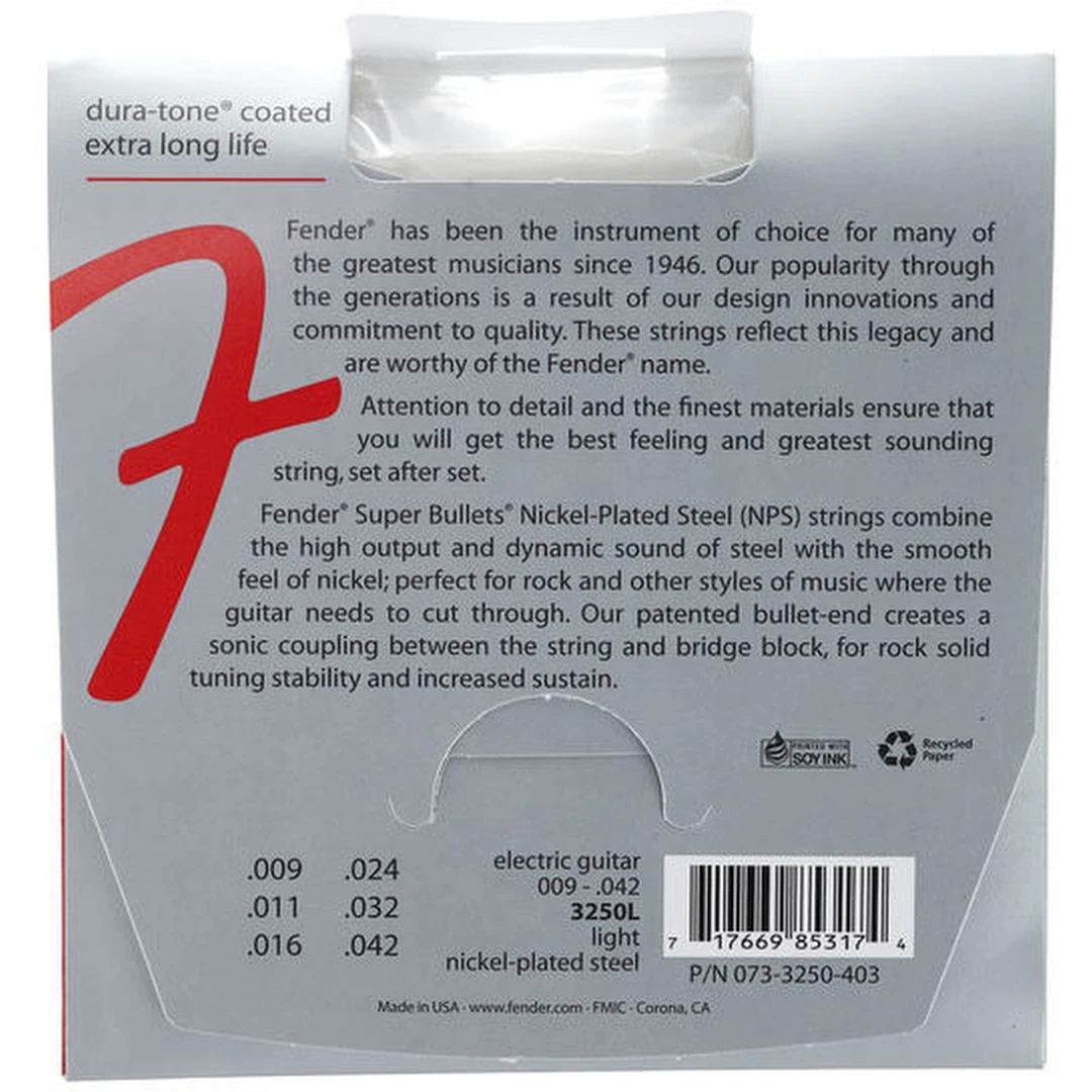 Струны для электрогитары Fender 3250L NPS Bullet End 9-42