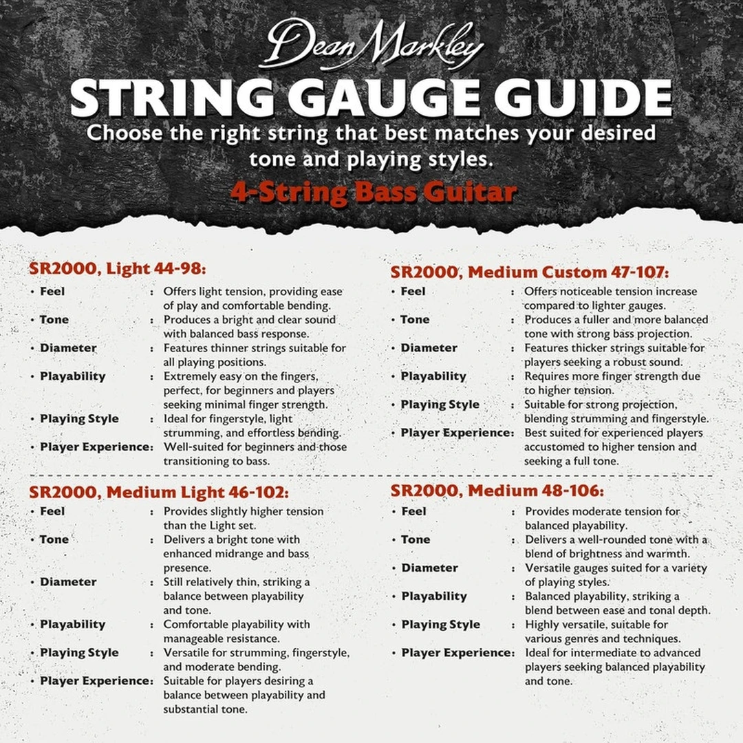 Струны для бас-гитары Dean Markley 2688 SR2000 LT-4 44-98