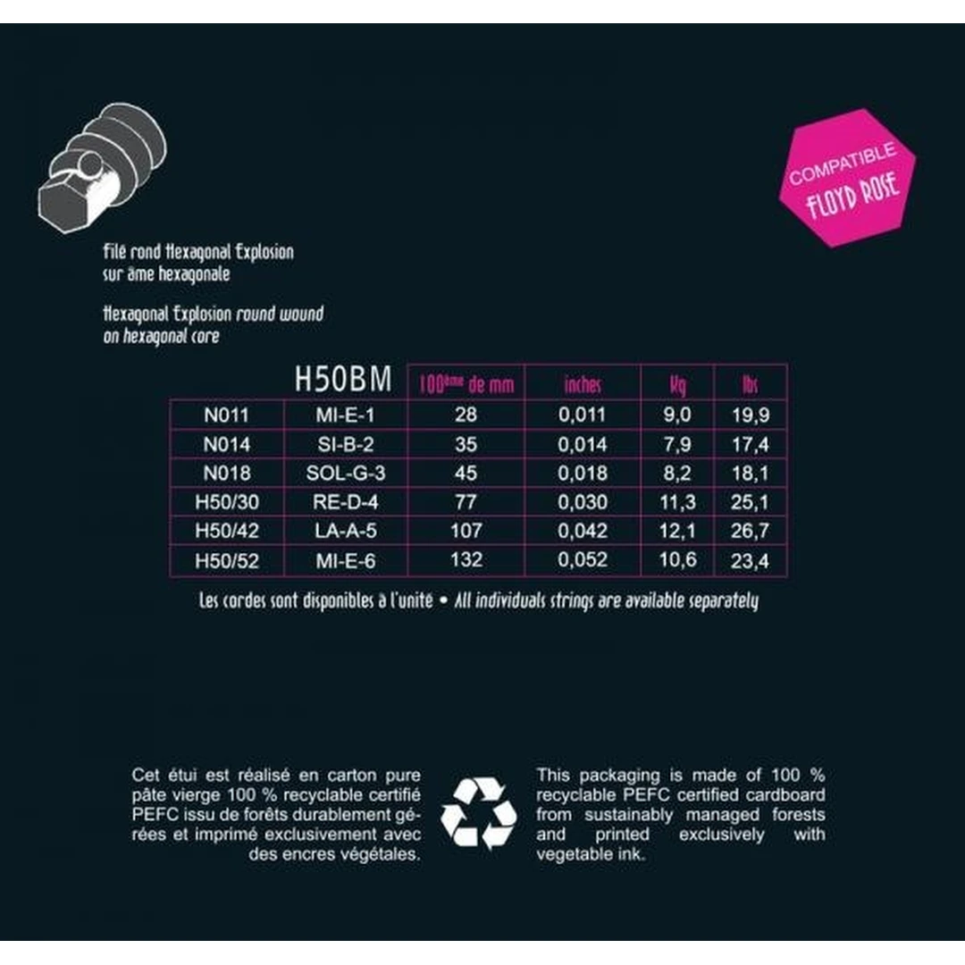 Струны для электрогитары Savarez H50BM Hexagonal Explosion 11-52