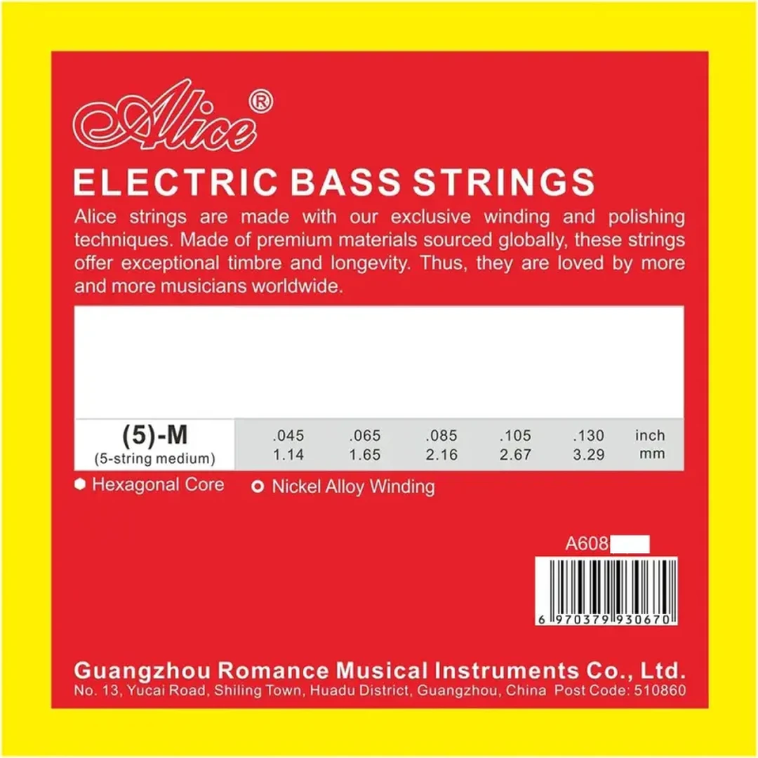 Струны для бас-гитары Alice A608(5)-M 045-130 5-Strings