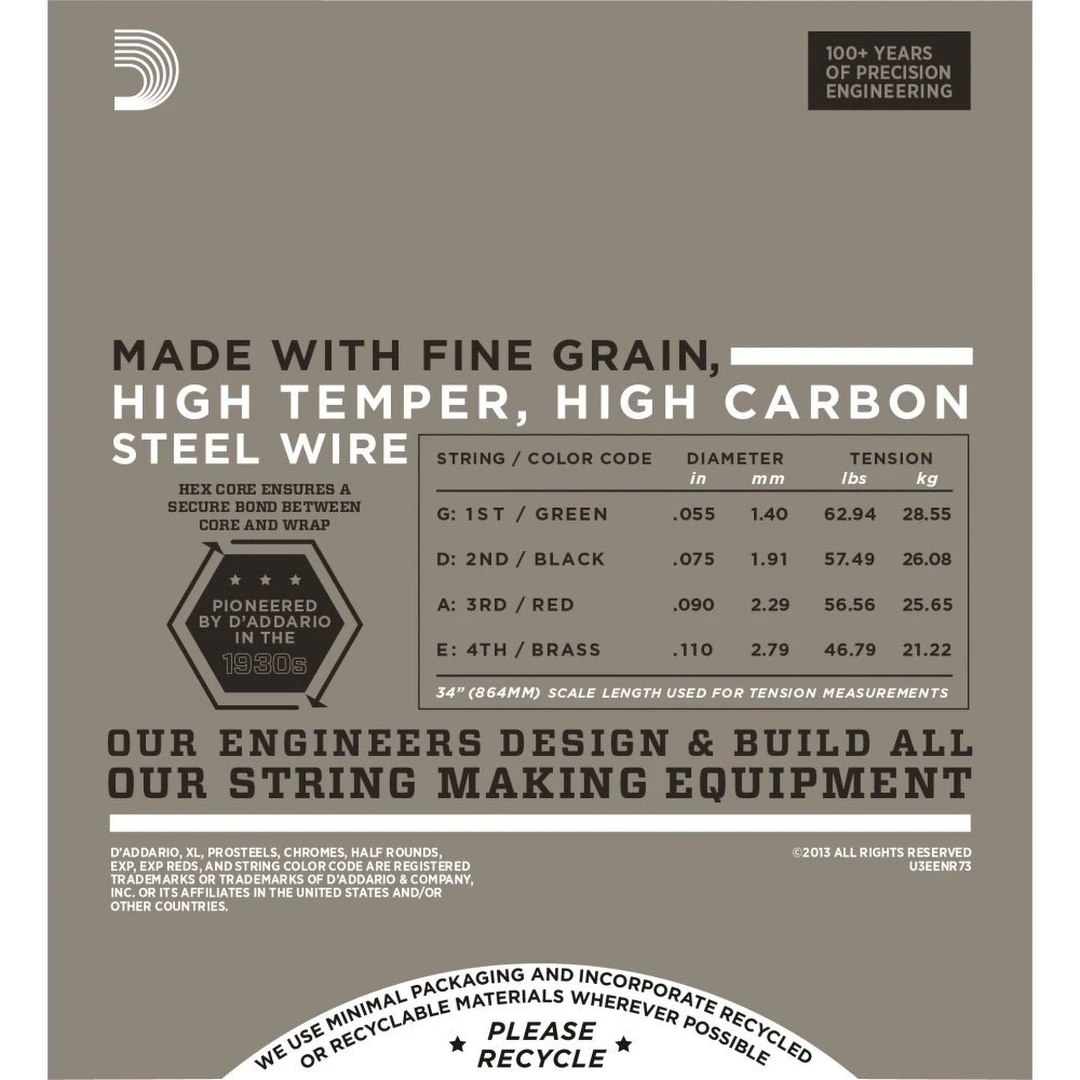 Струны для бас-гитары D'Addario ENR73 Half Rounds 55-110