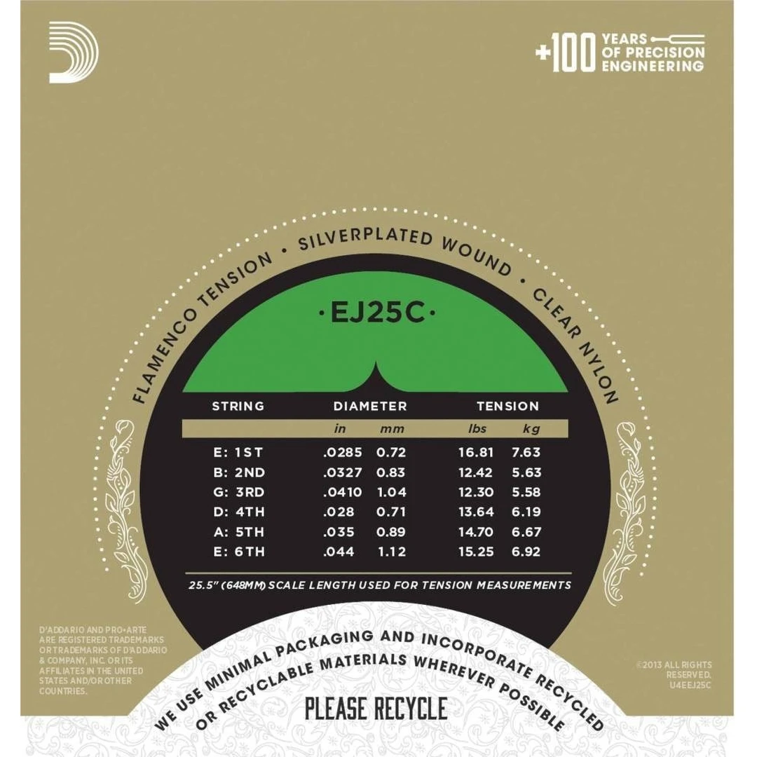 Струны для классической гитары D'Addario EJ25C 28-44