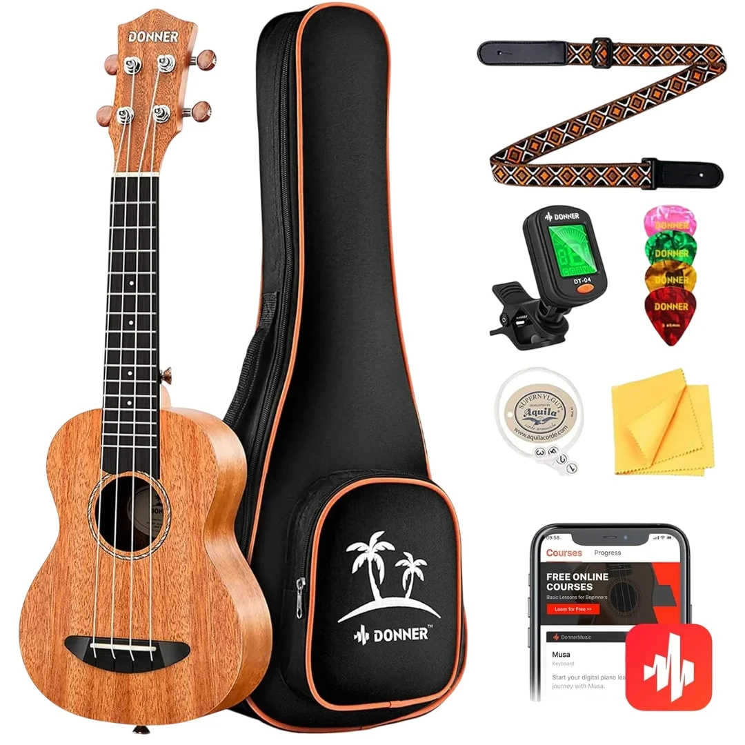 Укулеле сопрано в комплекте с тюнером Donner DUS-100 EC937+EC814