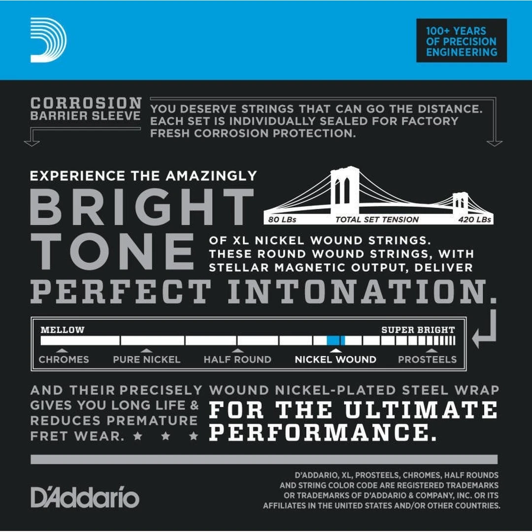 Струны для бас-гитары D’Addario EXL170TP 45-100