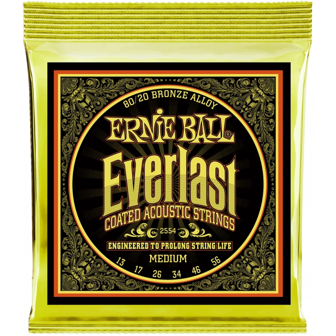 Струны для акустической гитары Ernie Ball 2554 Everlast 80/20 Bronze 13-56