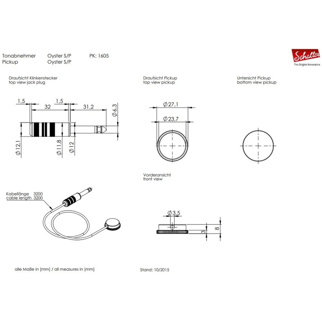 Звукосниматель Schaller Oyster S/P 16050103