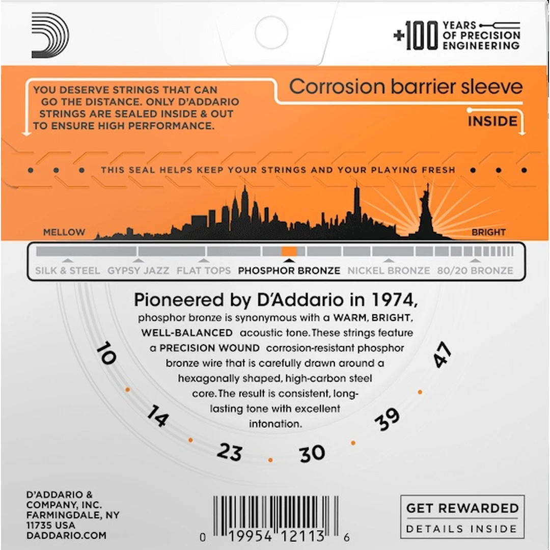 Струны для акустической гитары D'Addario EJ15 10-47