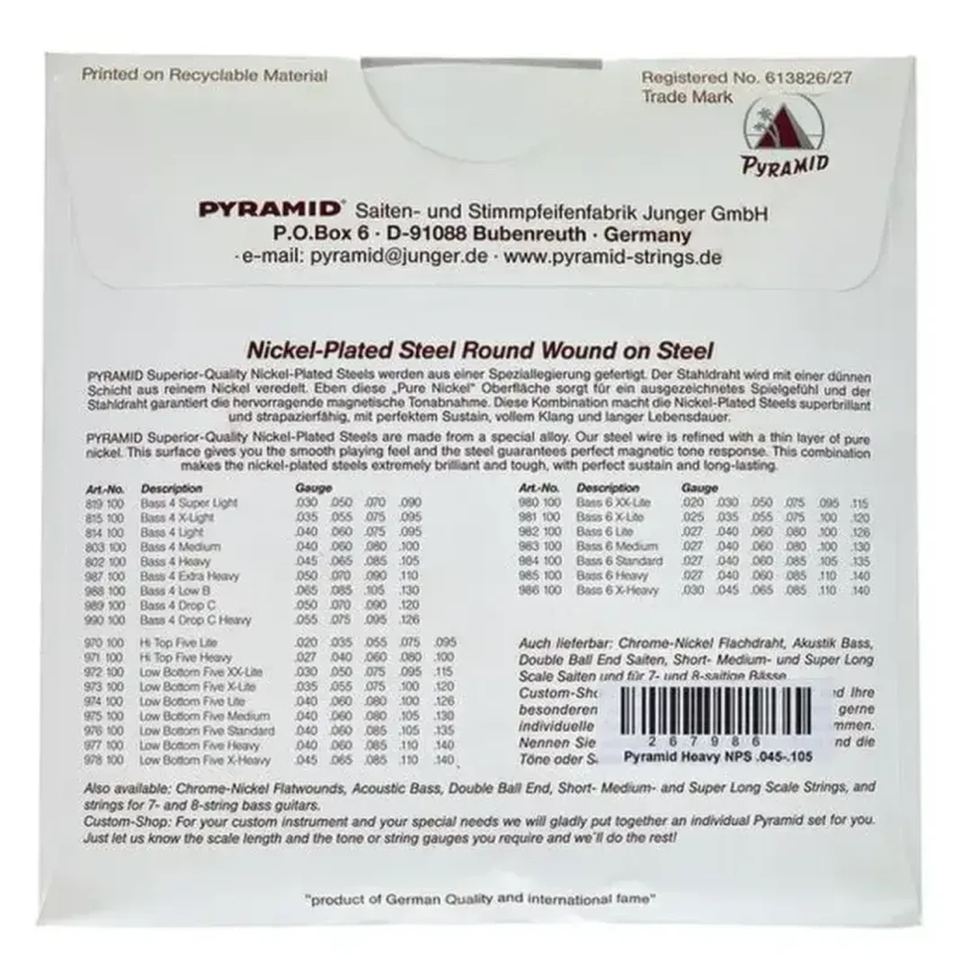 Струны для бас-гитары Pyramid 987100 50-110