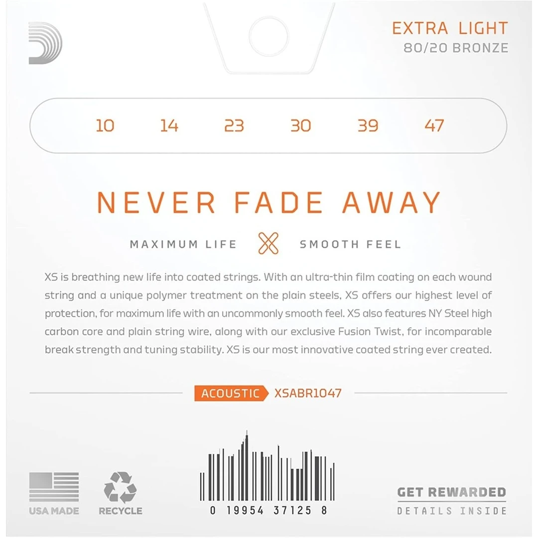 Струны для акустической гитары D'Addario XSABR1047 10-47