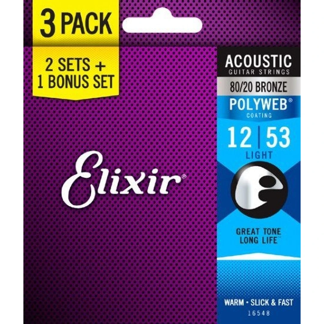 Струны для акустической гитары Elixir 16548 12-53 Bonus Set