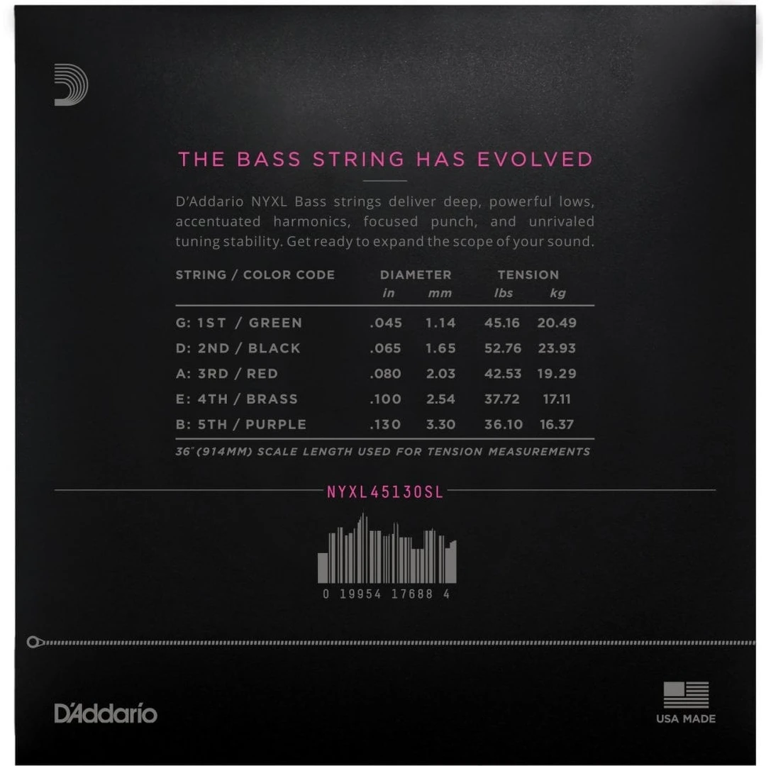 Струны для бас-гитары D'Addario NYXL45130SL 45-130