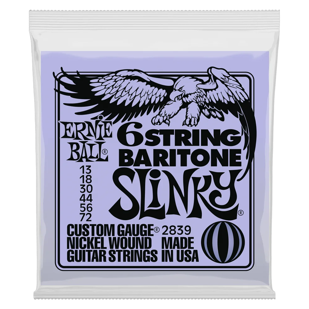 Струны для электрогитары баритон Ernie Ball 2839 Nickel Bass Baritone SS Slinky 6 13-72
