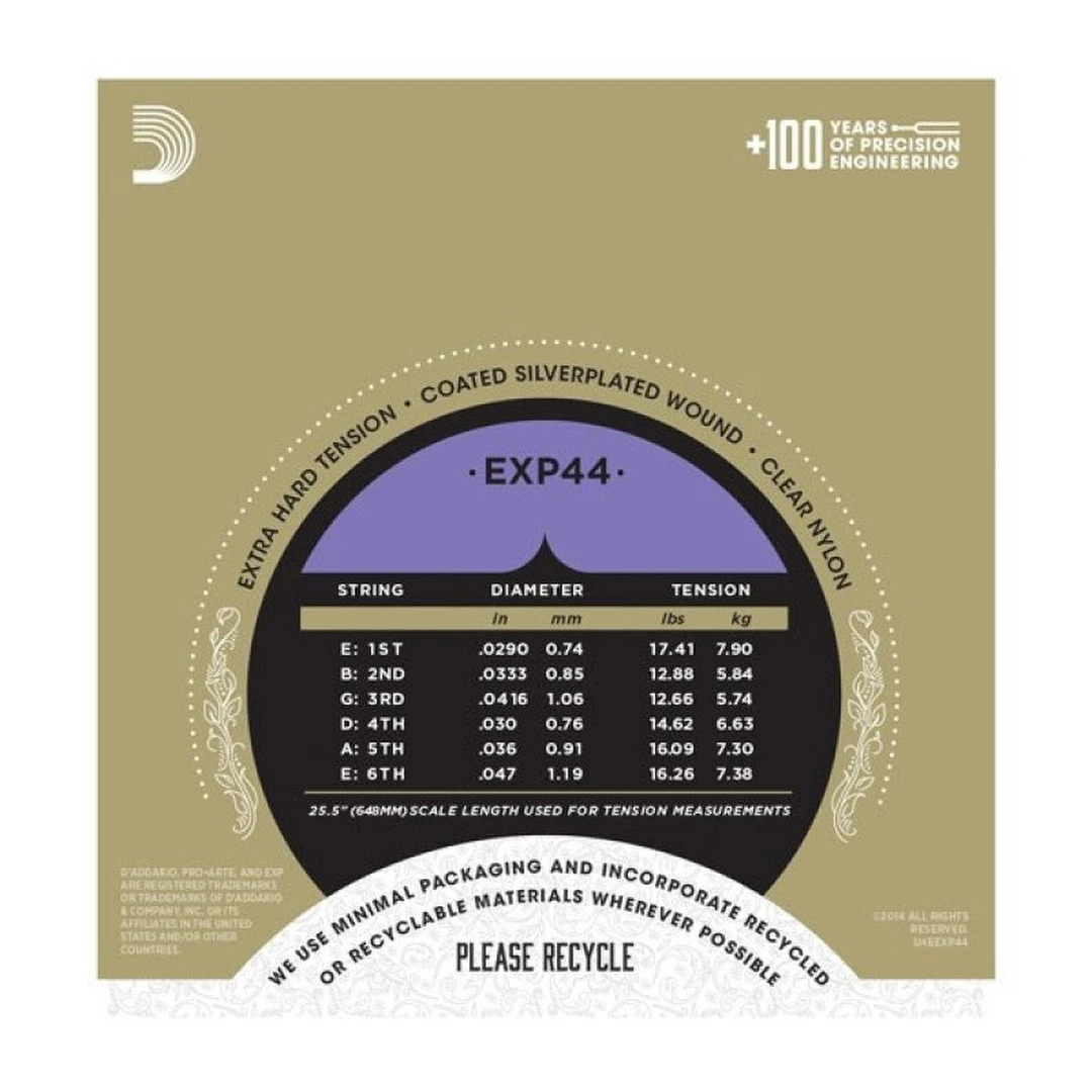 Струны для классической гитары D'Addario EXP44 Extra Hard Tension