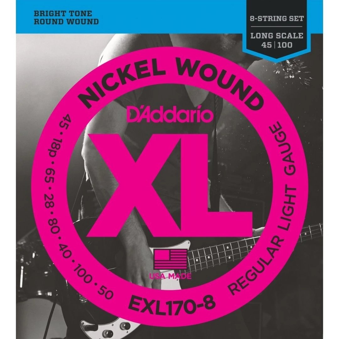 Струны для бас-гитары D’Addario EXL170-8 45-100