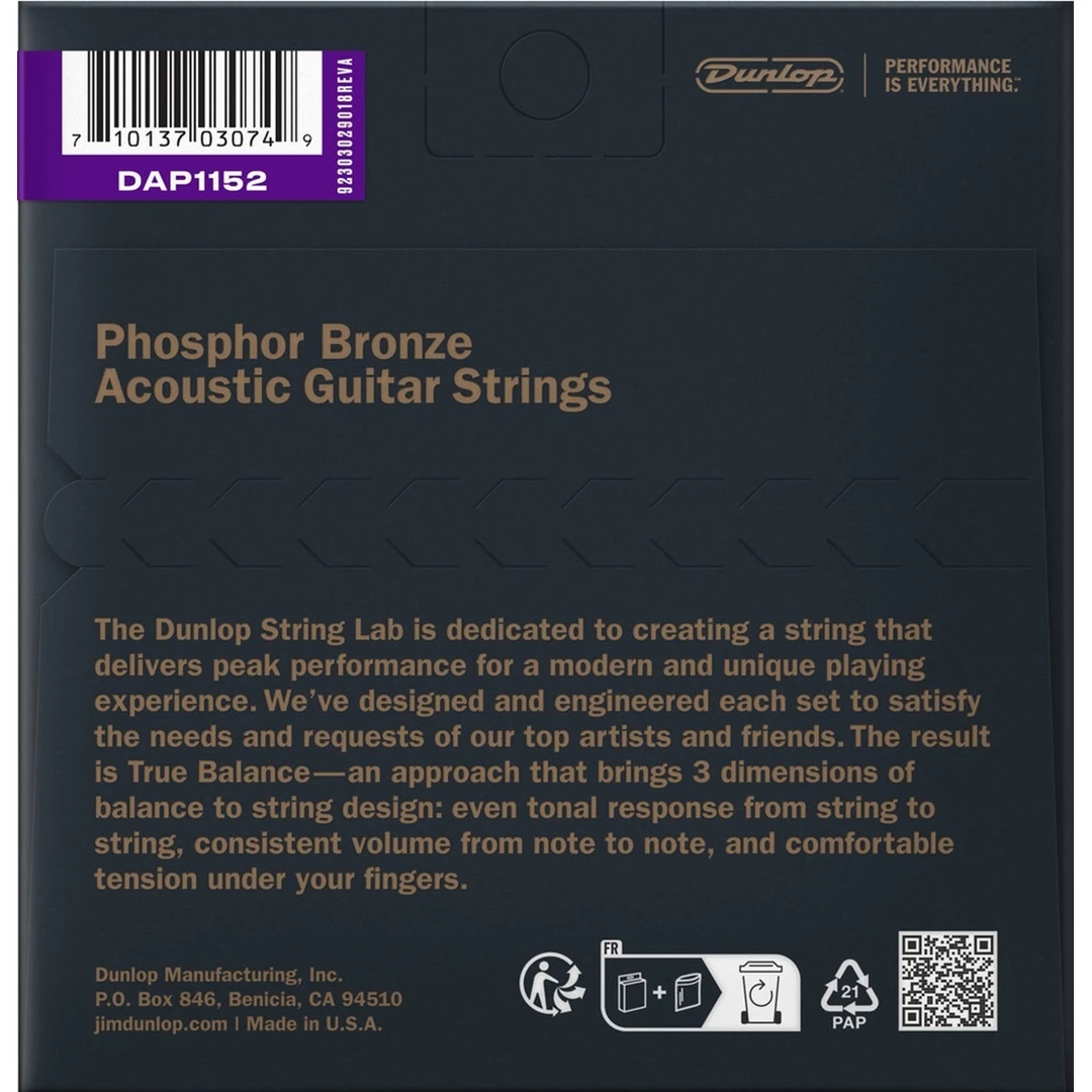 Струны для акустической гитары Dunlop DAP1152 11-52