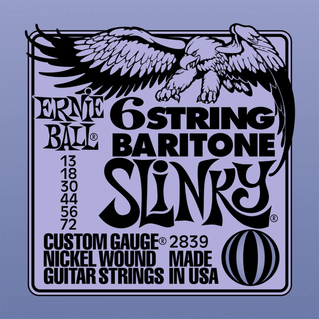 Струны для электрогитары баритон Ernie Ball 2839 Nickel Bass Baritone SS Slinky 6 13-72