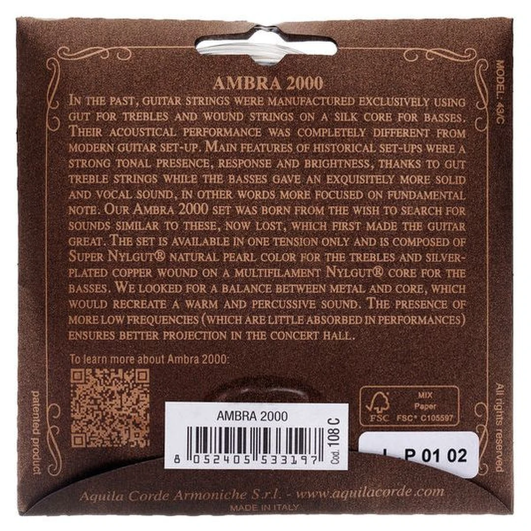 Струны для классической гитары Aquila Ambra 2000 108C
