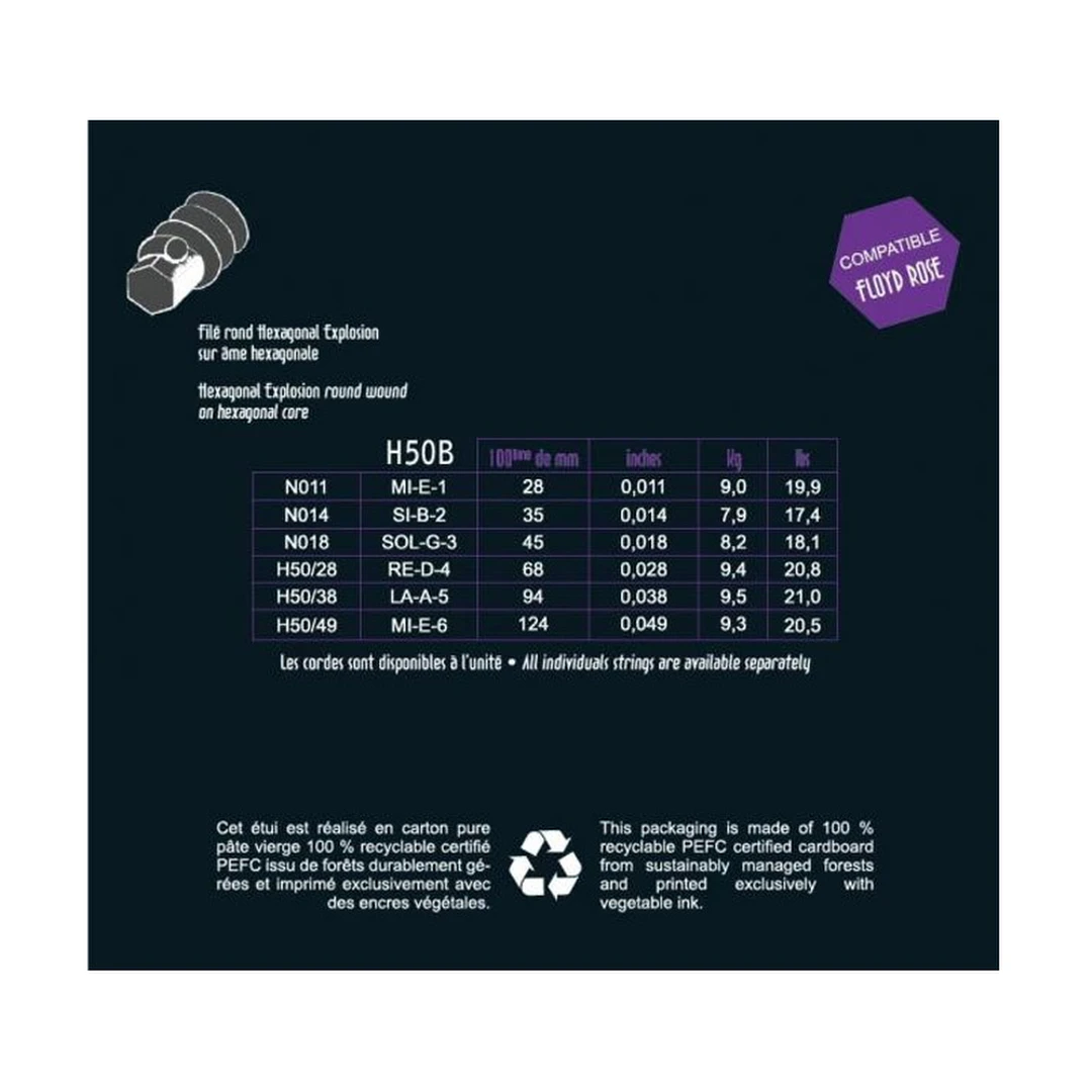 Струны для электрогитары Savarez H50B Hexagonal Explosion 11-49