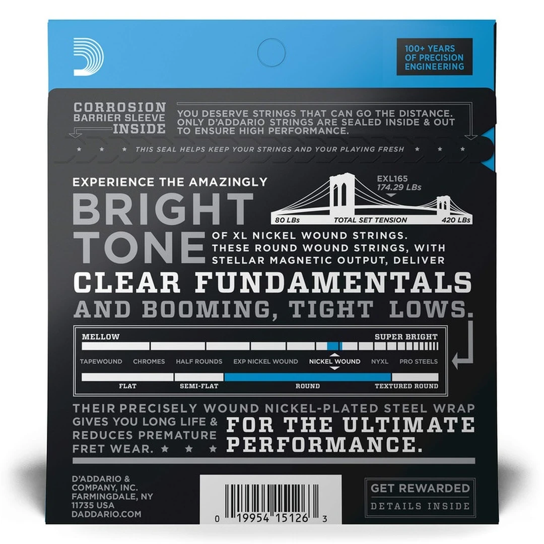 Струны для бас-гитары D'Addario ESXL165 45-105