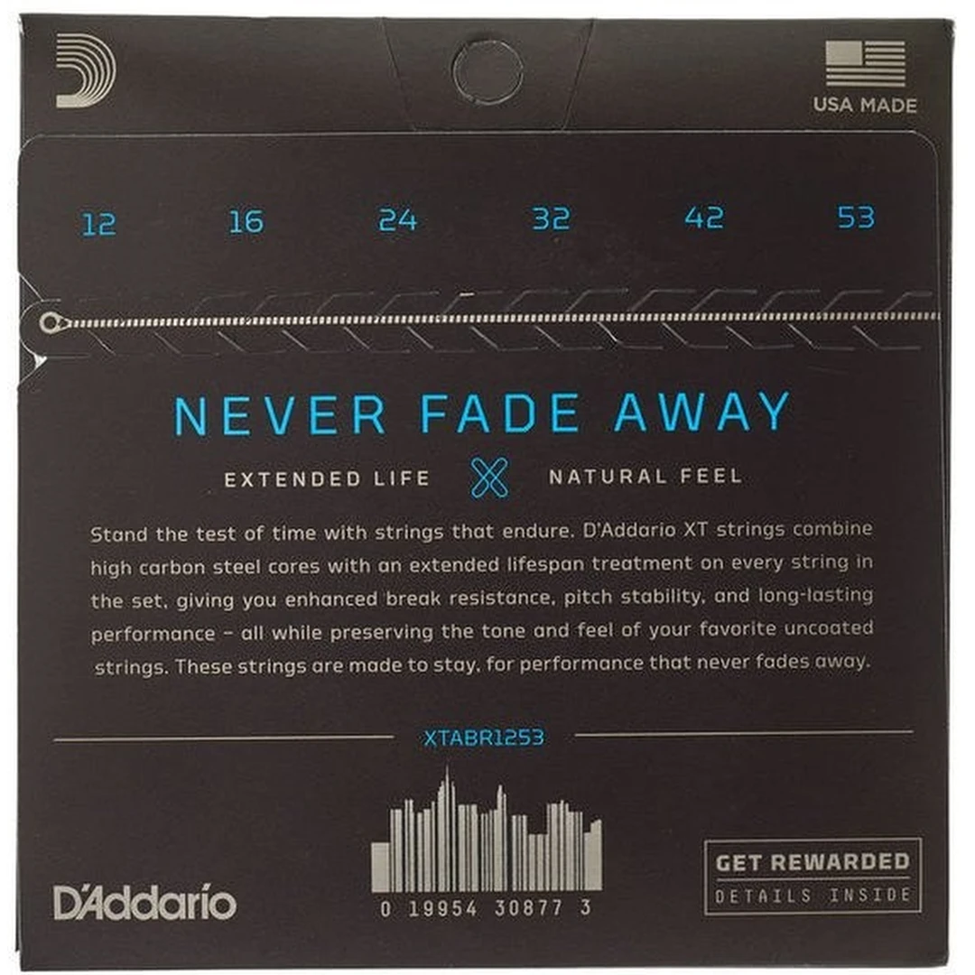 Струны для акустической гитары D'Addario XTABR1253 12-53