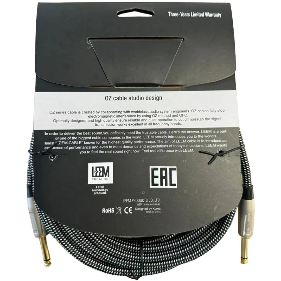 Инструментальный кабель Leem FAS-3 BK/WH