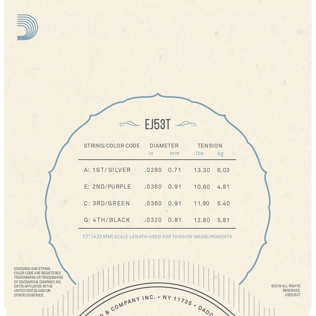 Струны для укулеле D’Addario EJ53T