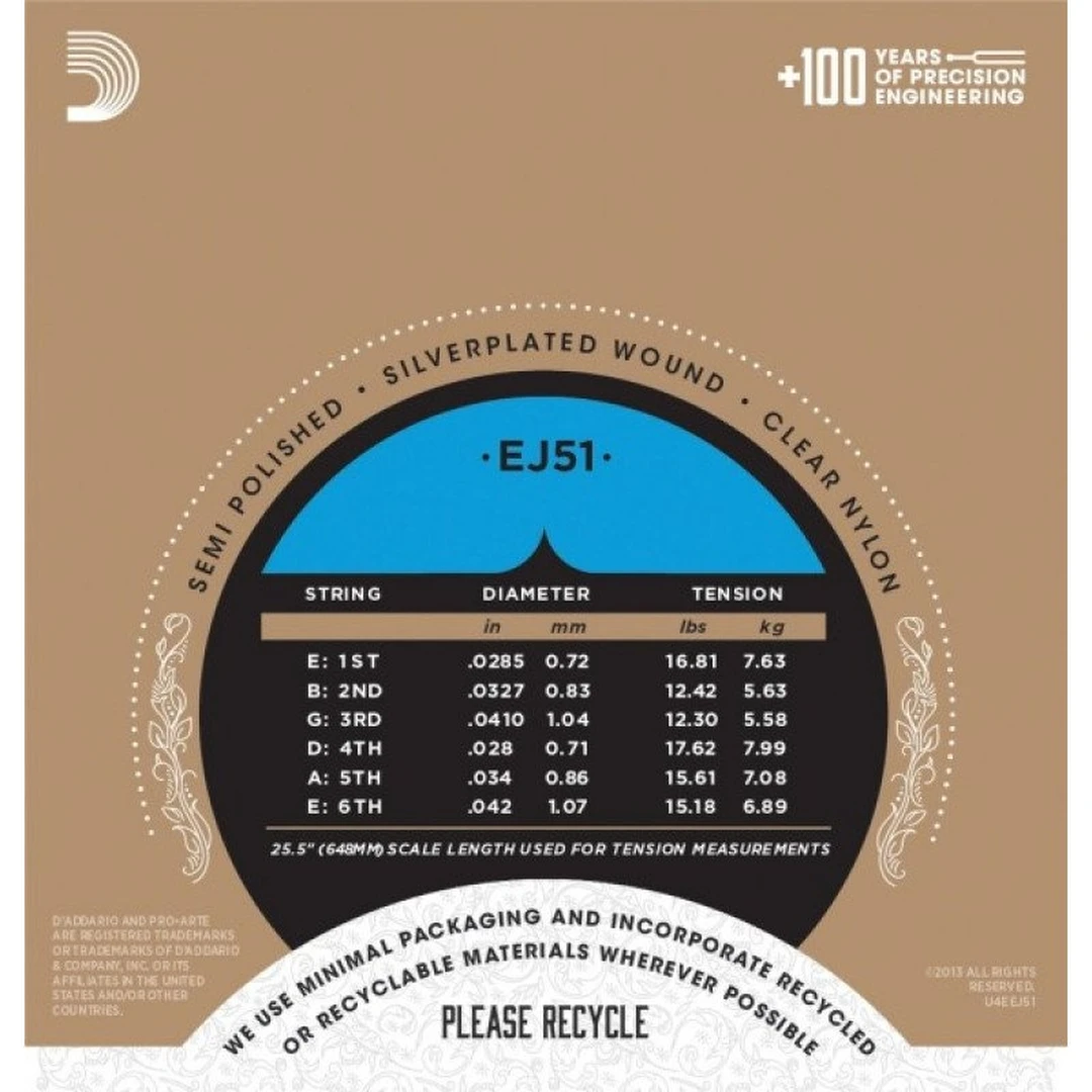 Струны для классической гитары D'Addario EJ51 Hard Tension