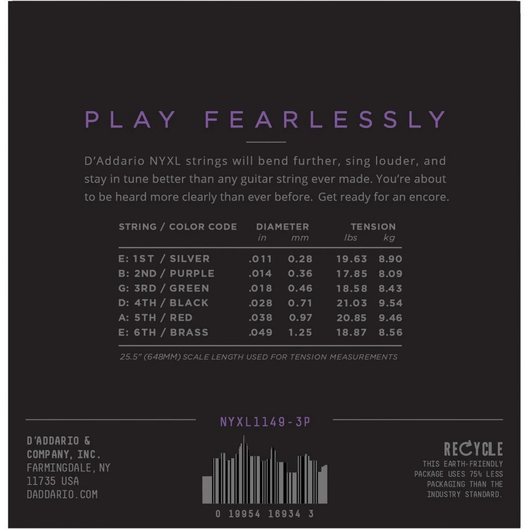 Струны для электрогитары D'Addario NYXL1149-3P 11-49