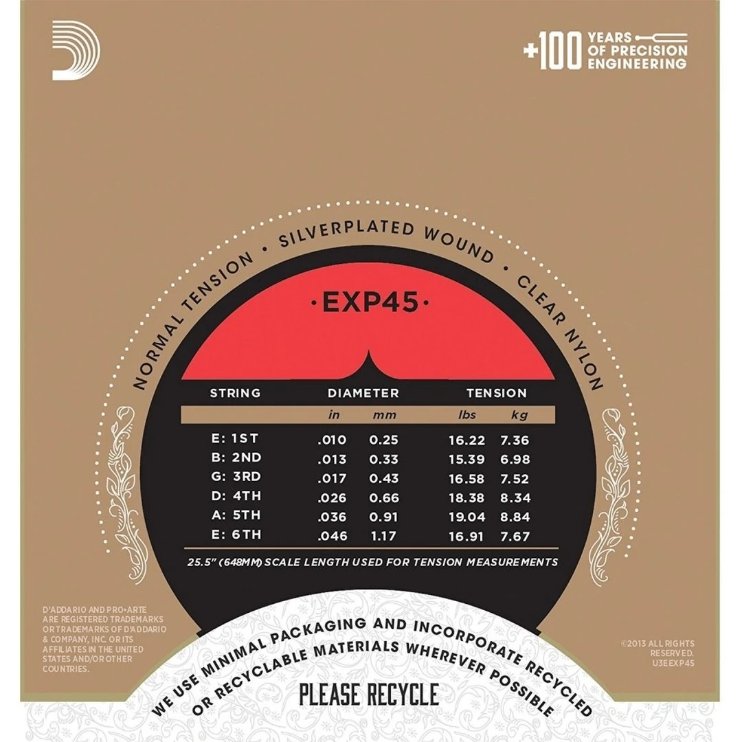 Струны для классической гитары D’Addario EXP45 Normal Tension