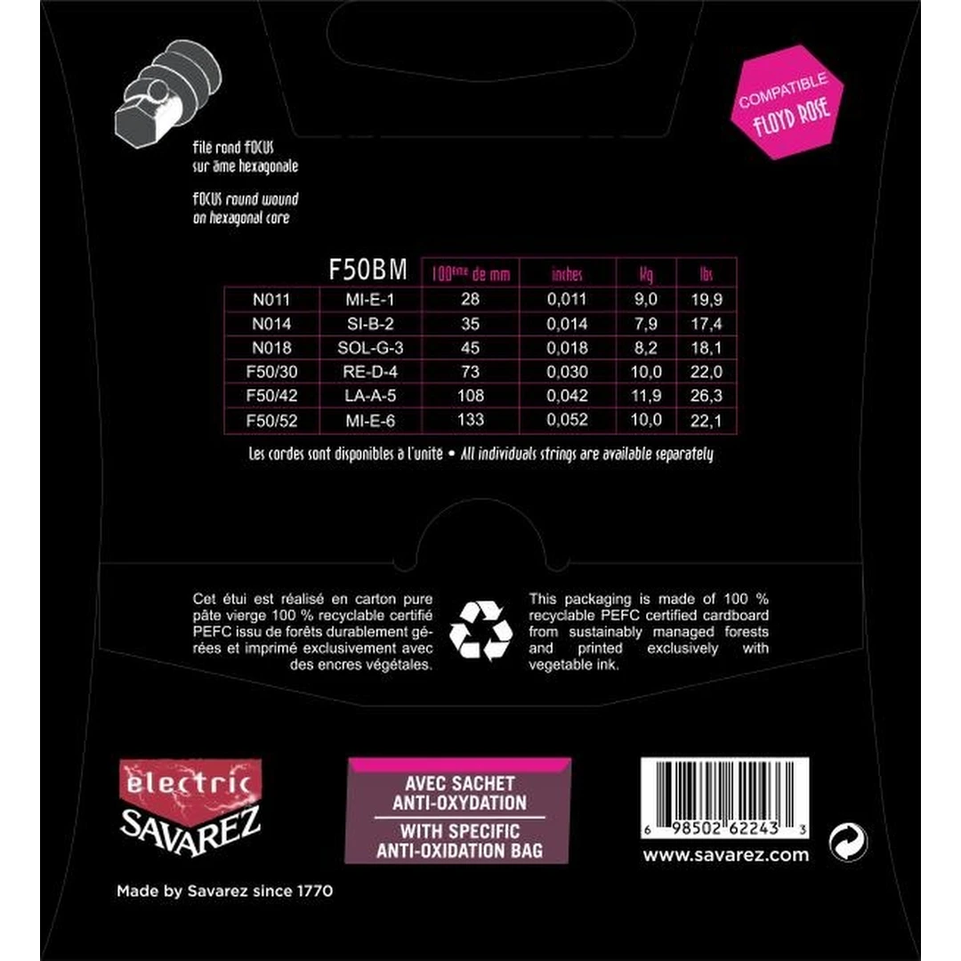 Струны для электрогитары Savarez F50BM Focus 11-52